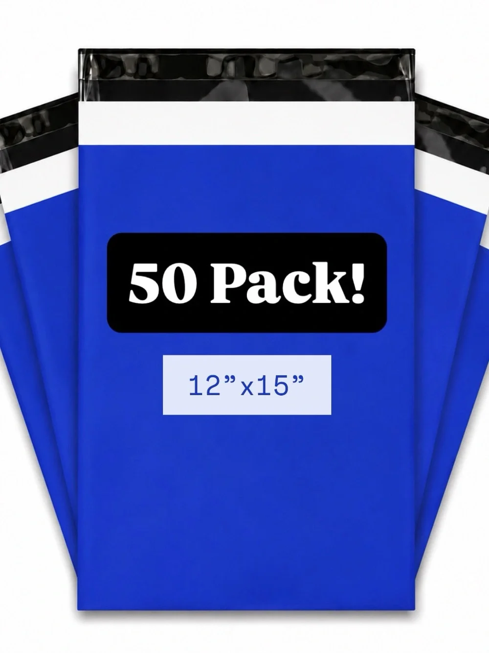 50 Royal Blue Poly Mailers | 12 x 15.5 Shipping Bags | Boutique Packaging